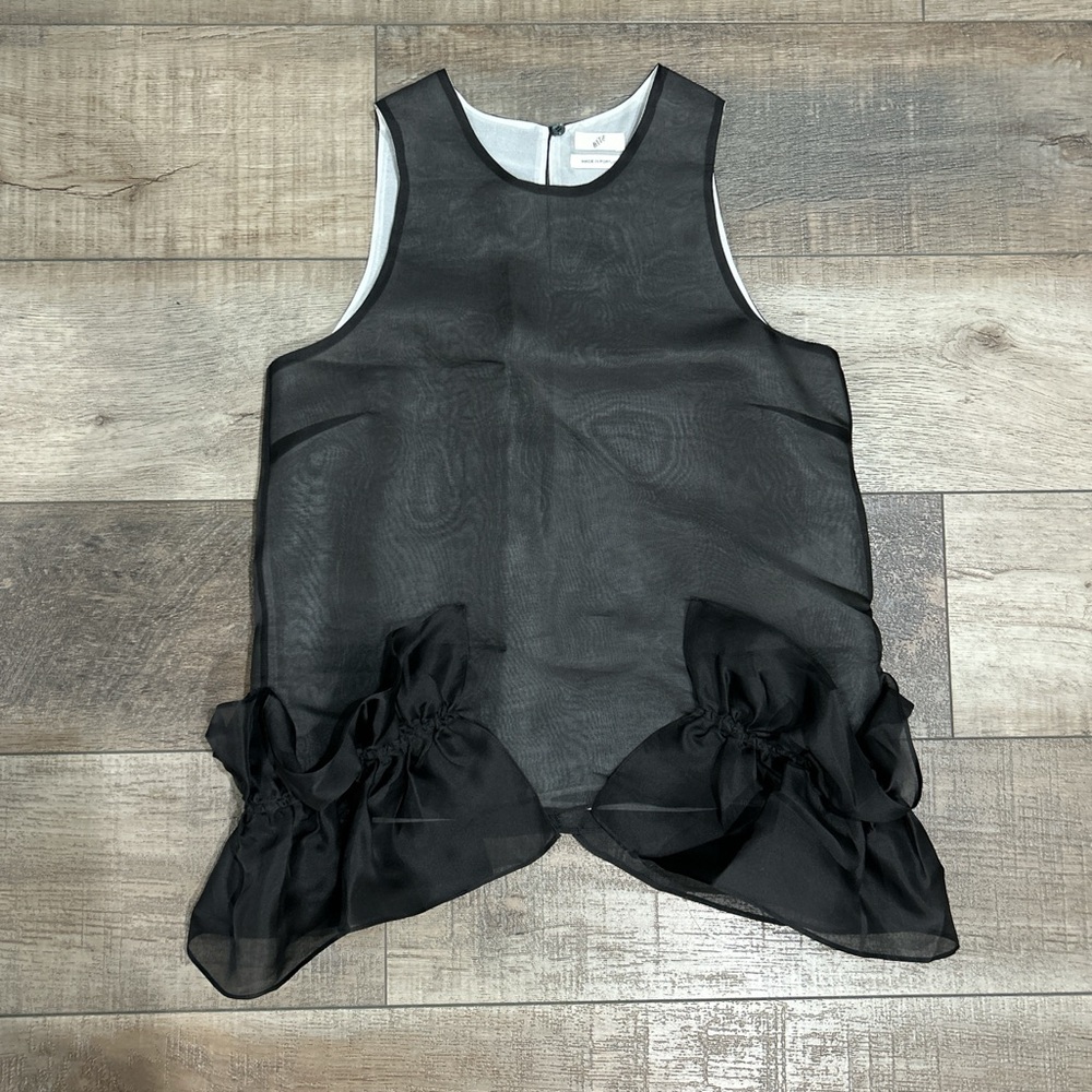 BITE STUDIOS ruffle frill silk organza top in black - Picture 4 of 8